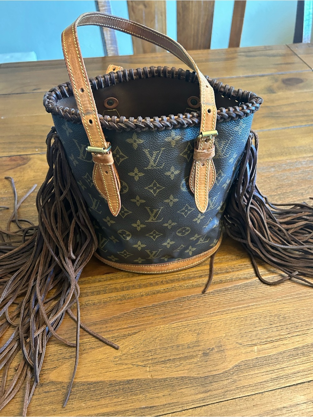 Vintage Boho Bags Authentic Upcycled Louis Vuitton French Bucket Bag - Picture 3 of 6